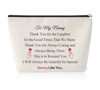 Nanny Gifts from Grandson Granddaughter Makeup Bag Thank You Appreciation Cosmetic Bag for Nanny Christmas Mother's Day Thanksgiving Birthday Presents for Grandma Babysitter Zipper Pouch
