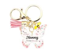 Nanny Gifts, Nanny Keyring Mothers Day Gifts Nana Gift from Grandchildren Butterfly Keychain for Nana Christmas Birthday Present A7HDYSK