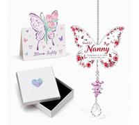 Nanny Gifts,Personalised Nan, Best Nannys' Birthday Gift | Butterfly Crystal Suncatcher With Cards Ideas Present For Great Nana From Grandchildren, Grandmother Mothers Day Ornament