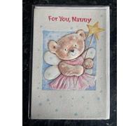 Nanny Merry Christmas Card Cute Bear Fairy Wand