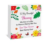 Nanny Nana Gift Wooden Plaque Box Sign Nanny Gifts from Grandchildren Grandma Birthday Gift from Granddaughter Grandson Wood Box Sign Decor Christmas Mothers Day Retirement Gifts for Nana Grandma