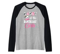 Nanny of The Birthday Girl Farm Cow 1St Birthday Girl Raglan Baseball Tee