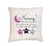 Nanny Stars Moon Cushion | Personalised with Name | Gift for Nanny Nanna Nan | Inner Filling options 40x40 CM | Mother's Day Present from Grandson or Granddaughter | Birthday Christmas Gifts