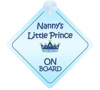 Nanny's Little Prince on Board Car Sign for Children/Baby Boys Non Personalised Character Theme
