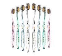 Nano-b Manual Toothbrush Set for Adults with Sensitive Gums, Gold & Charcoal Soft/Medium Bristles, Travel Cases, Blue, Pink, Green, Crystal, 8-Pack