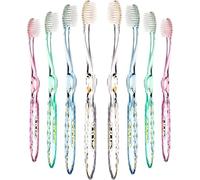 Nano-b Manual Toothbrush Set for Adults with Sensitive Gums, Silver Soft/Medium Bristles, Travel Cases, Blue, Pink, Green, Crystal, 8-Pack