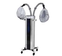 Nano Hair Steamer with 2 Caps, Standing Professional Hair Processor, 2-in-1 Hair & Face Steamer for Salon SPA Barber Shop, Silver Aluminum Alloy