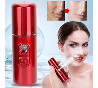 Nano Mist Sprayer Deep Hydrating Portable USB Face Humidifier for Skincare with Rose Gold Finish, Travel-Friendly Face Mist Sprayer, Moisturizing Nano Technology (Red)