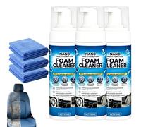 Nano Multi-Functional Foam Cleaner, 4-in-1 Multi-Enzyme Foam Cleaner Spray, Car Interior Deep Cleaning Spray for Leather, Fabric & Tires, Dust Repellent Stain Remover for Auto & Home, 150ml (3PC)