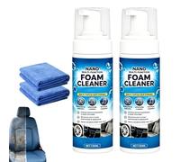 Nano Multi-Functional Foam Cleaner, 4-in-1 Multi-Enzyme Foam Cleaner Spray, Car Interior Deep Cleaning Spray for Leather, Fabric & Tires, Dust Repellent Stain Remover for Auto & Home, 150ml (2PC)