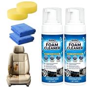 Nano Multi-Functional Foam Cleaner Pro Max, Professional Car Interior Deep Cleaning Spray for Leather, Fabric & Tires, Dust Repellent Stain Remover for Kitchen, Bathroom & Sofa, 150ml (2PC)