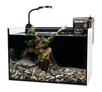 Nano Nature Aquarium Kit,Clear Glass Desktop Fish Tank with with Waterfall Filter and Light for Beginners and Children to Keep Betta Fish, Goldfish, Shrimp, and Aquatic Plants (Black, 2.8 Gallon)