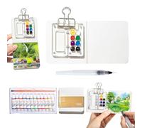 Nano Palette Watercolor - Nanopalette Water Painting with Mini Paper Booklet and Paint, Pocket Artist Watercolor Travel Set, Portable Mini Watercolor Palettes Sketchbook (Acrylic 8 Grids)
