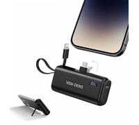 Nano Power Bank, 5000mAh Mini Ultra-Compact Portable Charger 22.5W with Built-In Connectors, LED Display & Foldable Stand For Samsung Galaxy Z Flip 7 / Fold 7 / Flip 7 FE/Flip 6 / Fold 6 & More