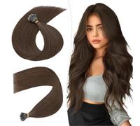 Nano Ring Hair Extensions 16inch 1g/s Pre Bonded 50g Nano Tip Bondings 100% Real Remy Human Hair #02 Dark Brown With Nano Beads Cold Fusion 50 Strands