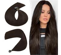 Nano Ring Hair Extensions Real Human Hair 24inch 1g/s Pre Bonded 50g Nano Tip Bondings 100% Real Hair Pieces Remy Human Hair #02 Dark Brown With Nano Beads Cold Fusion 50 Strands
