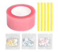 Nano Tape Bubble Kit Elastic Balloons DIY Double Sided Clear Tape Bubble Craft Kit with Straws and Decorative Fillings for Kids Boys Girls Birthday Parties Christmas Decorations 2 (Pink)