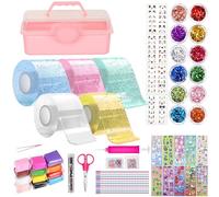 Nano Tape Bubble Kit for Adults, 5*3m Nano Tape Squishy Kit DIY Plastic Bubbles with Storage Box, Nano Double Sided Super Elastic Balloons, Nano Tape for Blowing, Fidget Toys and Party Favors