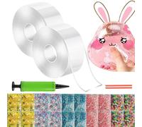 Nano Tape Bubble Kit for Kids - DIY Nano Bubbles Balloons with Glitter, Straws, and Storage Box, Creative Sensory Toy for Party Favors and Hand-Eye Coordination
