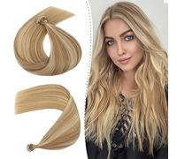 Nano Tip Hair Extensions Straight 18 inches Pre Bonded #12P613 Golden Brown&Bleach Blonde Nano Ring Hair Extensions 100% Real Human Hair 50g [Cold Fushion] With Nano Beads Cold Fusion 50 Strands