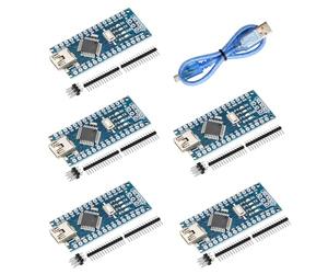 Nano V3 Board Mini USB with Cable, AYWHP 5PCS Nano Board MEGA328P, CH340G Chip 5V 16M, Microcontroller Compatible with Arduino Nano V3 (Mini USB Port)