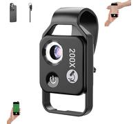 Nano Zoom 200x for iPhone,200x Pocket Microscope Camera,200-x Phone Mini Pocket Microscope with Polarizer,Phone M-icroscope Lens,Clip-on Lens,Multi-Layer Coating,LED Fill Light
