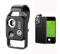 Nano Zoom 200x for Smartphone, 200x Magnification Pocket Microscope Camera Lens with CPL Lens & LED Light, Phone Microscope & Telephoto Zoom L-ens Attachment (Black MS002BK)