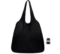 Nanobag Ultralight Heavy Duty Foldable Tote for Women & Men, Reusable Grocery & Travel Bag, Packable Collapsible Compact Market Essential (XL Black)