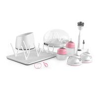 Nanobebe Baby Bottle Ultimate Feeding and Cleaning Set, for Breast Milk and Formula, Cleaning and Soothing Essentials, Baby Shower Registry Gift, for Newborn, Infant and Baby - Pink