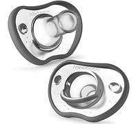 Nanobebe Baby Soothers 0-3 Month - Orthodontic, Curves Comfortably with Face Contour, Award Winning for Breastfeeding Babies, 100% Silicone - BPA Free. Perfect Baby Gift 2pk, Grey