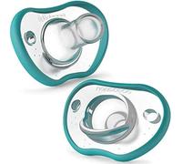 Nanobebe Baby Soothers 0-3 Month - Orthodontic, Curves Comfortably with Face Contour, Award Winning for Breastfeeding Babies, 100% Silicone - BPA Free. Perfect Baby Gift 2pk,Teal