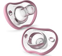 Nanobebe Baby Soothers 0-3 Month - Orthodontic, Curves Comfortably with Face Contour, Award Winning for Breastfeeding Babies, 100% Silicone - BPA Free. Perfect Baby Gift 2pk,Pink