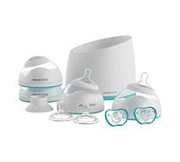 nanobebe Breastfeeding Baby Bottles Starter Set, Anti Colic Newborn Bottle Protects Breast Milk Nutrients, Breastfed Baby Bottles Set Includes Smart Warmer (ttpm Award Winner)