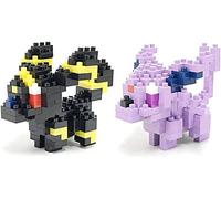 Nanoblocks - 2 Set Bundle - Espeon and Umbreon (Eifie and Blacky in Japan) - Adjustable Pokemon Characters (Japan Import)