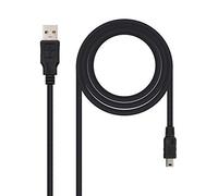 Nanocable 10.01.0401 - USB 2.0 to Mini USB Cable, Main Application for Mobile Phones and Digital Cameras, Type A/M-Mini B/M, Male-Male, Black, 1.0 mts