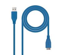 Nanocable 10.01.1101-BL - USB 3.0 to Micro USB 3.0 Cable, Main Application in Mobile and Digital Cameras, Type A/M-Micro B/M, Male-Male, Blue, 1.0 mts