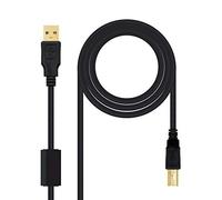 NANOCABLE 10.01.1203 USB 2.0 Cable for Printers with Ferrite, Type A/M-B/M, Male-Male, Black, 3.0 m