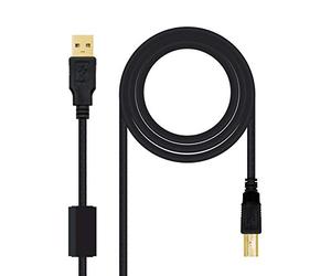 NANOCABLE 10.01.1203 USB 2.0 Cable for Printers with Ferrite, Type A/M-B/M, Male-Male, Black, 3.0 m