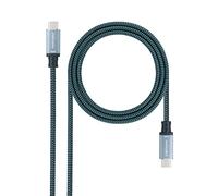 NANOCABLE 10.01.4102-COMB USB 3.1 Gen2 Cable 10Gbps 5A, 4K/60Hz, USB-C/M-USB-C/M, Mesh, Grey/Black, 2 m