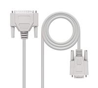 Nanocable 10.14.0802 Serial RS232 Communication Cable, Null Modem DB9/H-DB25/M, Male-Female, Beige, 1.8 mts