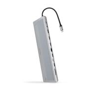 NANOCABLE 10.16.1012 USB-C Hub 12 in 1, USB-C to 3x USB-A 3.0 Converter, USB-C 3.0, USB-C PD 100W, 2x HDMI 4K60Hz, DP 4K60Hz, RJ45 1Gbps, SD/TF, 0.18" Audio Jack, Grey
