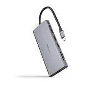 NANOCABLE 10.16.4612 - 12-in-1 USB-C Hub, USB-C 3.1 to 3xUSB-A 3.2 Converter + USB-C 3.2 + USB-C PD + 2 x HDMI 4K@60Hz + DP 4K@60Hz + RJ45 1Gbps + TF + SD + Audio Jack 3.5, Aluminum, Grey, 7.1 In