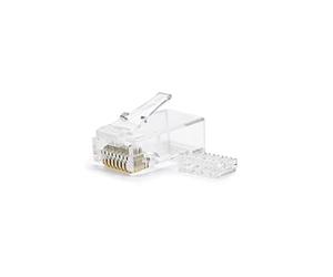 NANOCABLE 10.21.0201-100 - Connector for RJ45 Ethernet Network Cable, 8 Threads Cat.6 UTP, Bag of 100 units, Transparent, Standard, Includes Guides