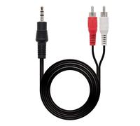 Nanocable 10.24.0310-2 RCA Stereo Audio Cable, Jack 3.5/M-2xRCA/M, Male-Male, Black, 10.0 mts