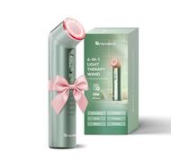 Nanoleaf 6-in-1 Light Therapy Wand, Face Neck Massager, Multitasking Modes Combines Red Light + NIR/Blue Light, Cooling, Heating or Vibration, Portable Electric LED Wand