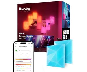 Nanoleaf Blocks Expansion Kit | 2 Textured Squares, 3D Multi-Faceted RGBW Color-Changing Light Panel, Adjustable Colour Temperature 1200K-6500K, Soft Lighting (23.1 x 23.1 cm Each)
