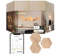 Nanoleaf Elements Hexagon Expansion Pack, 3 Additional Wood Look Light Panels - Dimmable & Modular Smart LED Wi-Fi Wall Mood Lights, Works with Alexa Google Assistant Apple Homekit, for Room Decor