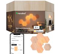 Nanoleaf Elements Hexagon Starter Kit 7 Wood Look LED Smart Light Panels Brown