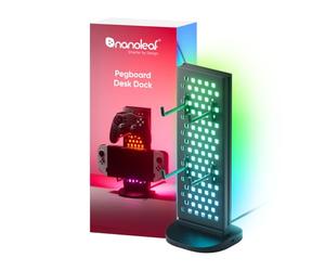 Nanoleaf Pegboard Desk Dock, 3-in-1 Smart RGBIC Table Lamp with Headphone/Controller Holder, Double-Sided Dynamic Lighting, USB-C Dock, Music & Screen Sync via Desktop App, Ambient Gaming Light