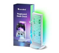 Nanoleaf Pegboard Desk Dock White, 3-in-1 Smart RGBIC Table Lamp with Headphone/Controller Holder, Double-Sided Dynamic Lighting, USB-C Dock, Music & Screen Sync via Desktop App, Ambient Gaming Light